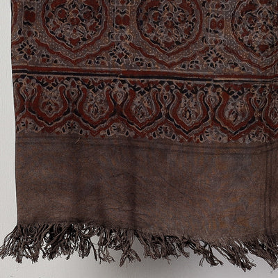 Brown - Block Print Cotton Ajrakh Handloom Towel