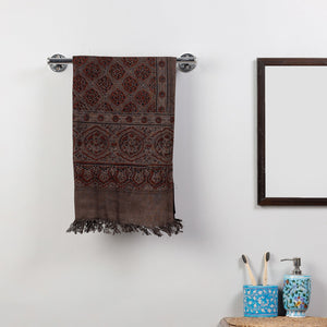Brown - Block Print Cotton Ajrakh Handloom Towel