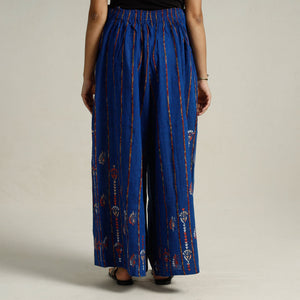 Blue - Bengal Khesh Weaving Cotton Kantha Embroidery Palazzo 73