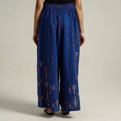 Blue - Bengal Khesh Weaving Cotton Kantha Embroidery Palazzo 73