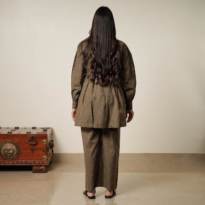 Brown - Jacquard Cotton Co-Ord Set 11