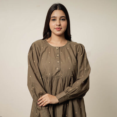 Brown - Jacquard Cotton Co-Ord Set 11