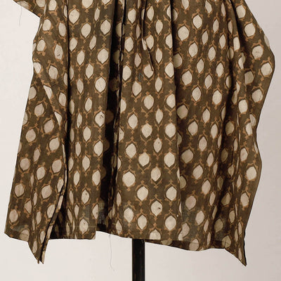Brown - Akola Block Printed Cotton Kaftan with Tie-Up Waist (Medium)