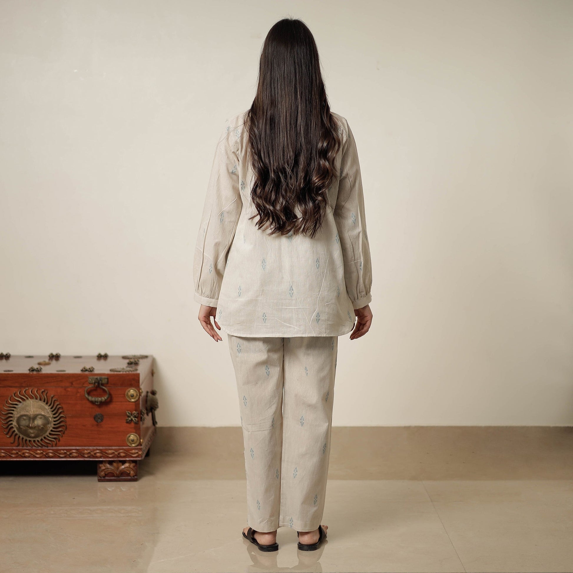 Beige - Jacquard Cotton Co-Ord Set 05
