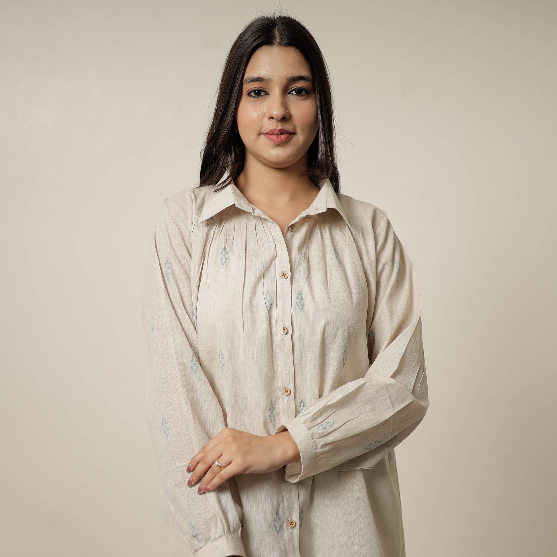 Beige - Jacquard Cotton Co-Ord Set 05