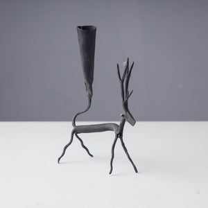 Bastar Tribal Wrought Iron Deer Candle Stand (4 x 2 in)