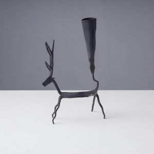 Bastar Tribal Wrought Iron Deer Candle Stand (4 x 2 in)