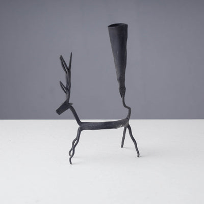 Bastar Tribal Wrought Iron Deer Candle Stand (4 x 2 in)