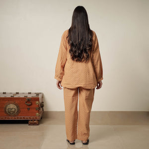 Brown - Jacquard Cotton Co-Ord Set 03