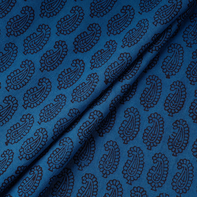 Blue - Bagh Hand Block Printed Cotton Fabric