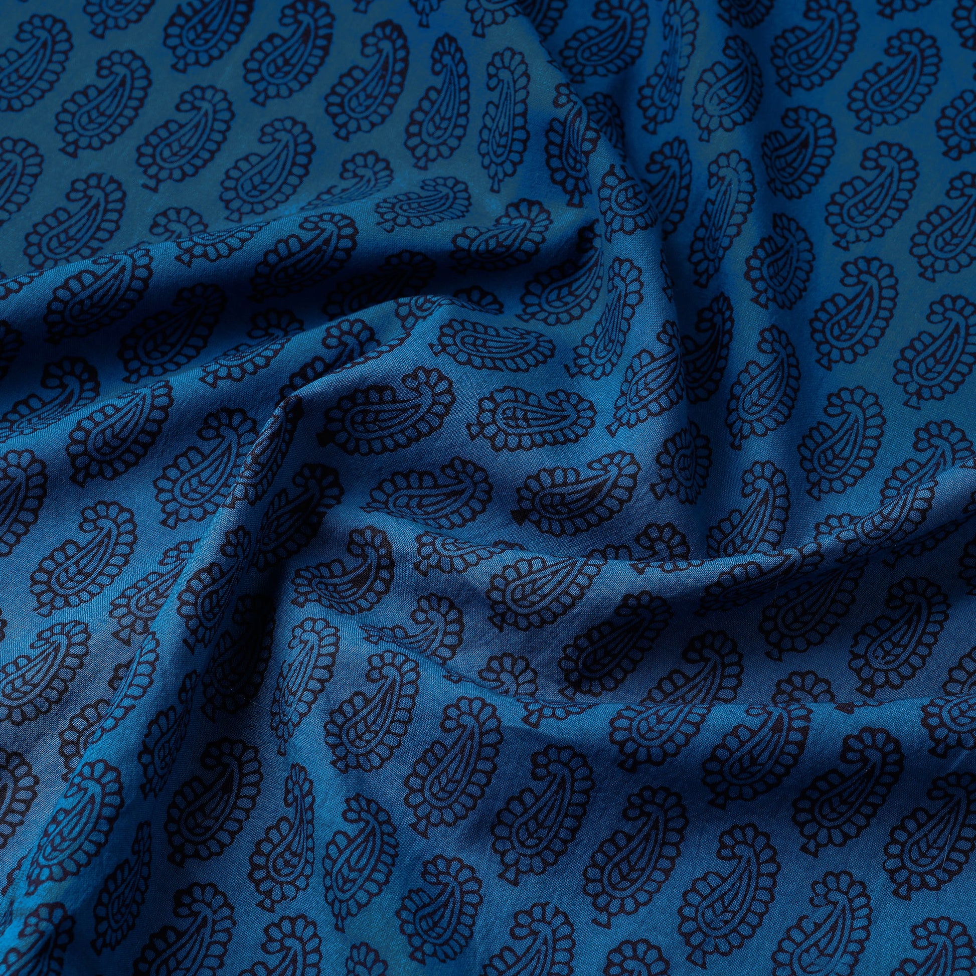 Blue - Bagh Hand Block Printed Cotton Fabric