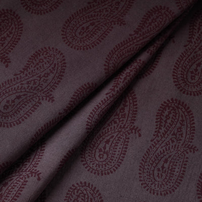 Brown - Bagh Hand Block Printed Cotton Fabric