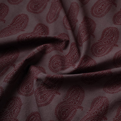 Brown - Bagh Hand Block Printed Cotton Fabric