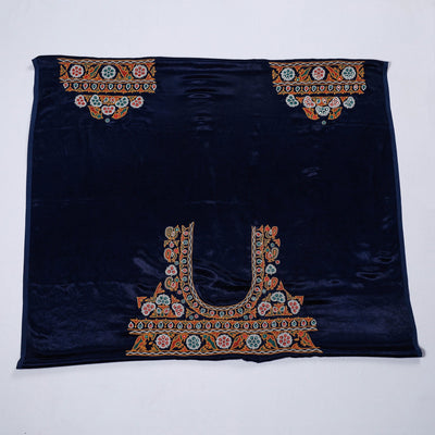 Blue - Ahir Hand Embroidery Kutch Mirror Work Mashru Silk Blouse Piece