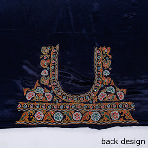 Blue - Ahir Hand Embroidery Kutch Mirror Work Mashru Silk Blouse Piece