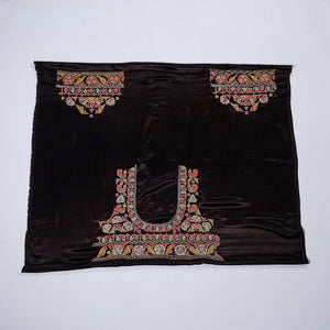 Black - Kutch Hand Embroidery Mashru Silk Blouse Piece