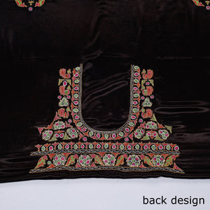 Black - Kutch Hand Embroidery Mashru Silk Blouse Piece