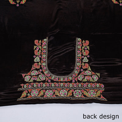 Black - Kutch Hand Embroidery Mashru Silk Blouse Piece
