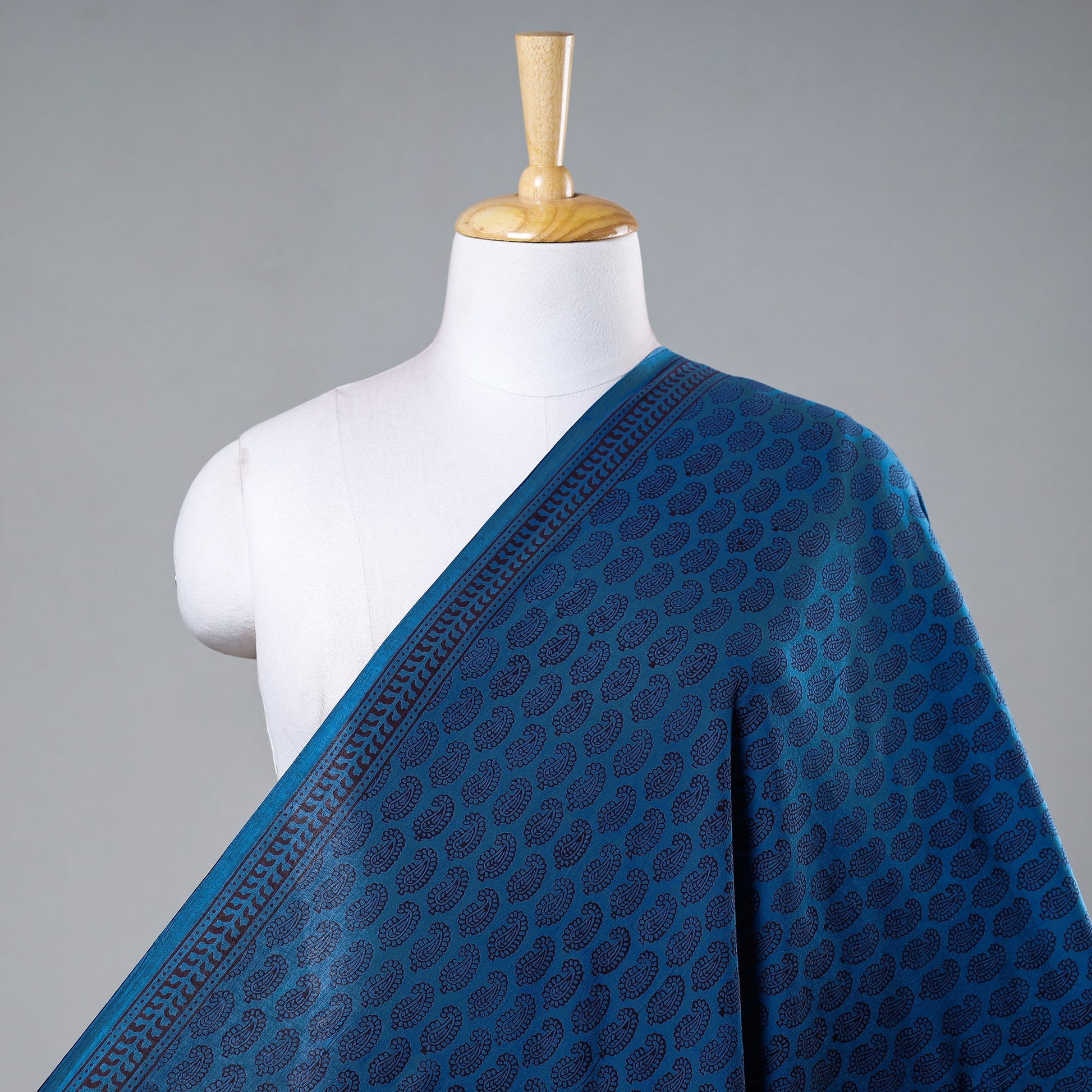 Blue - Bagh Hand Block Printed Cotton Fabric