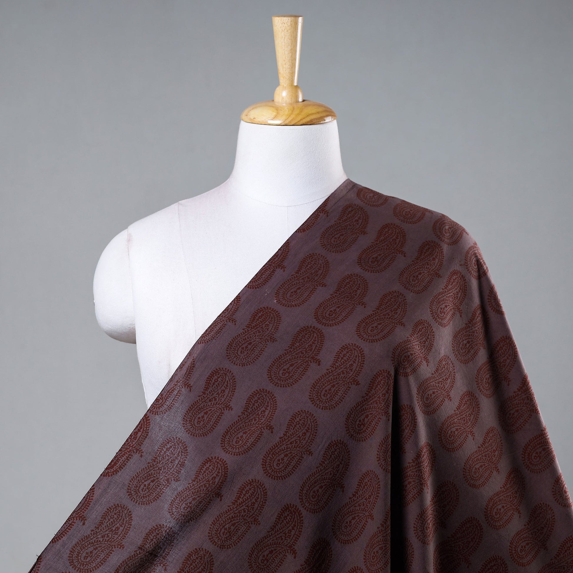 Brown - Bagh Hand Block Printed Cotton Fabric