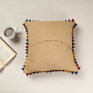 Beige - Kala Raksha Applique Cutwork Cotton Cushion Cover (16 x 16 in)