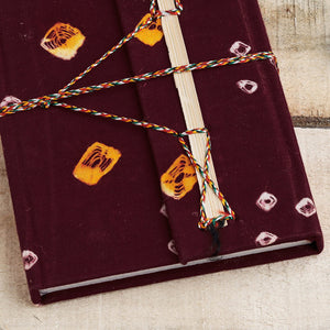 Brown - Bandhani Cover Handmade Paper Notebook with Thread Lock