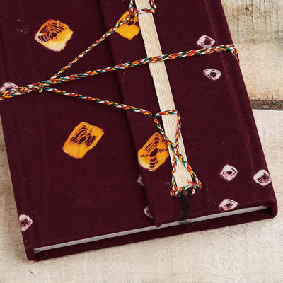 Brown - Bandhani Cover Handmade Paper Notebook with Thread Lock