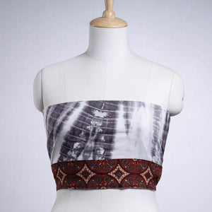 Black - Shibori Tie-Dye Cotton Blouse Piece