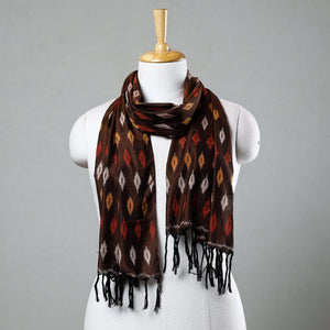 Brown - Handloom Mercerized Cotton Pochampally Ikat Stole