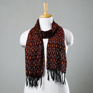 Brown - Handloom Mercerized Cotton Pochampally Ikat Stole