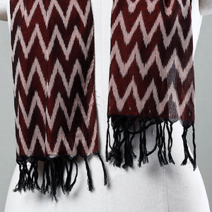 Brown - Handloom Mercerized Cotton Pochampally Ikat Stole