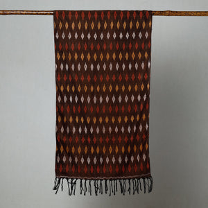Brown - Handloom Mercerized Cotton Pochampally Ikat Stole