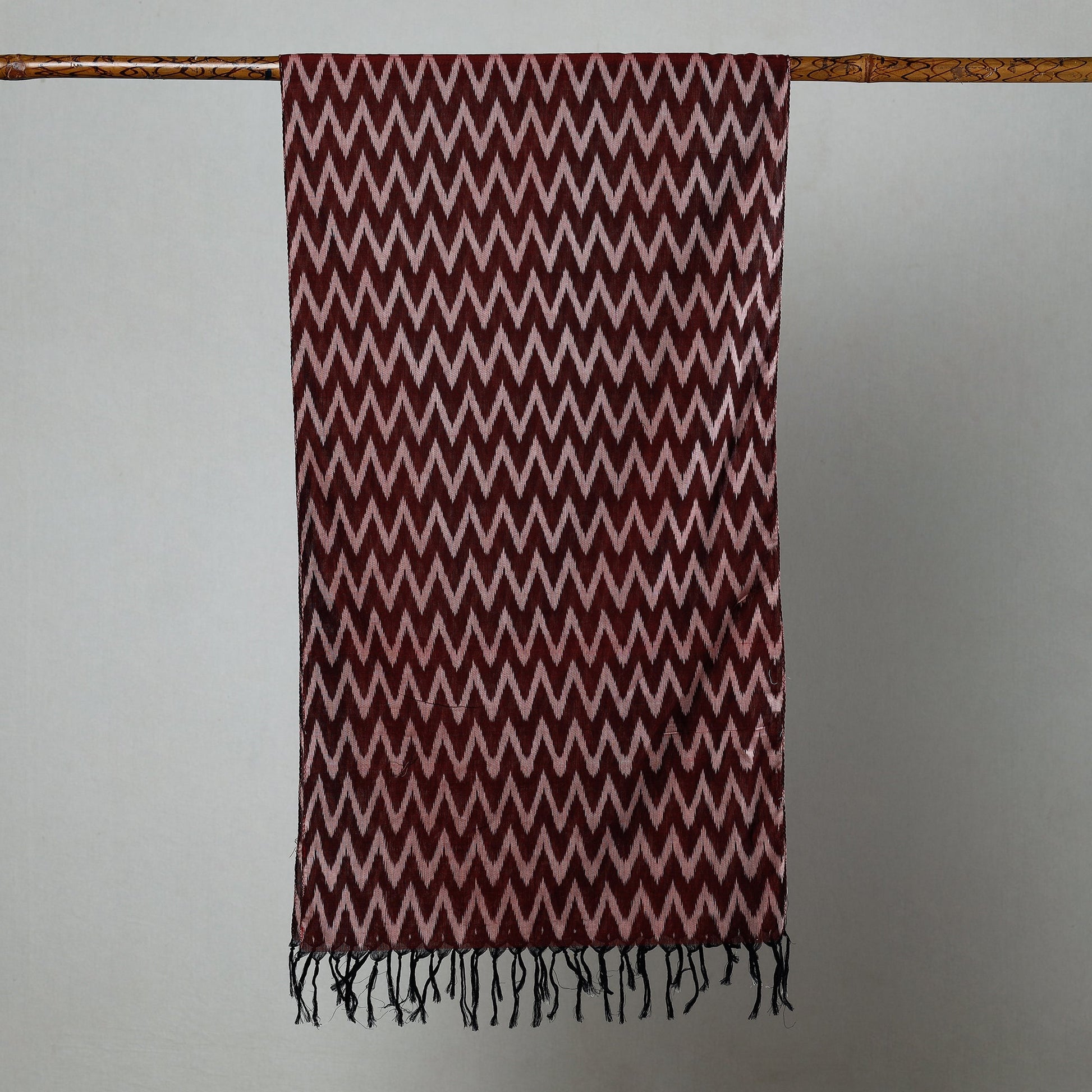 Brown - Handloom Mercerized Cotton Pochampally Ikat Stole