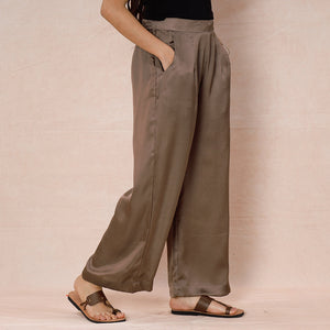 Brown - Pure Modal Silk Plain Palazzo