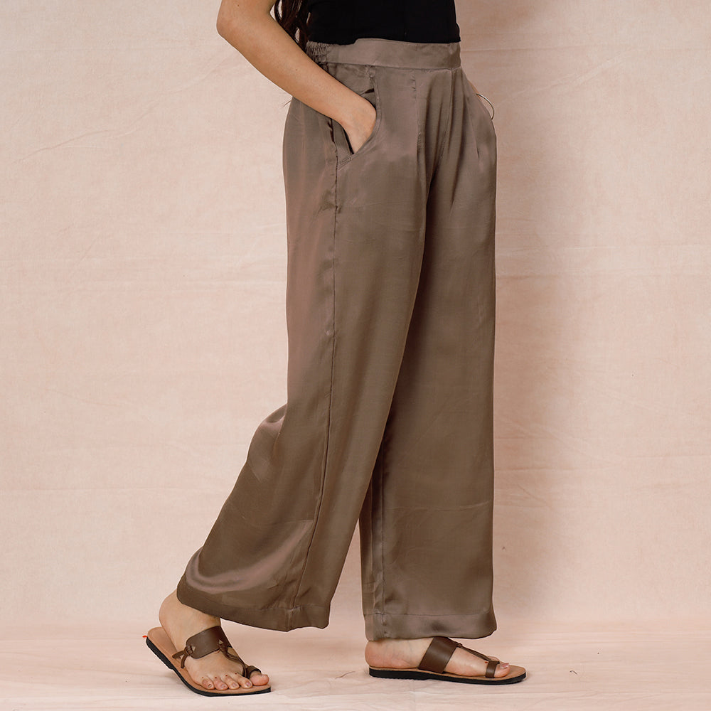 Brown - Pure Modal Silk Plain Palazzo