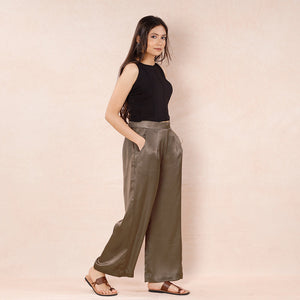 Brown - Pure Modal Silk Plain Palazzo