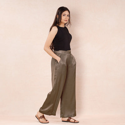 Brown - Pure Modal Silk Plain Palazzo