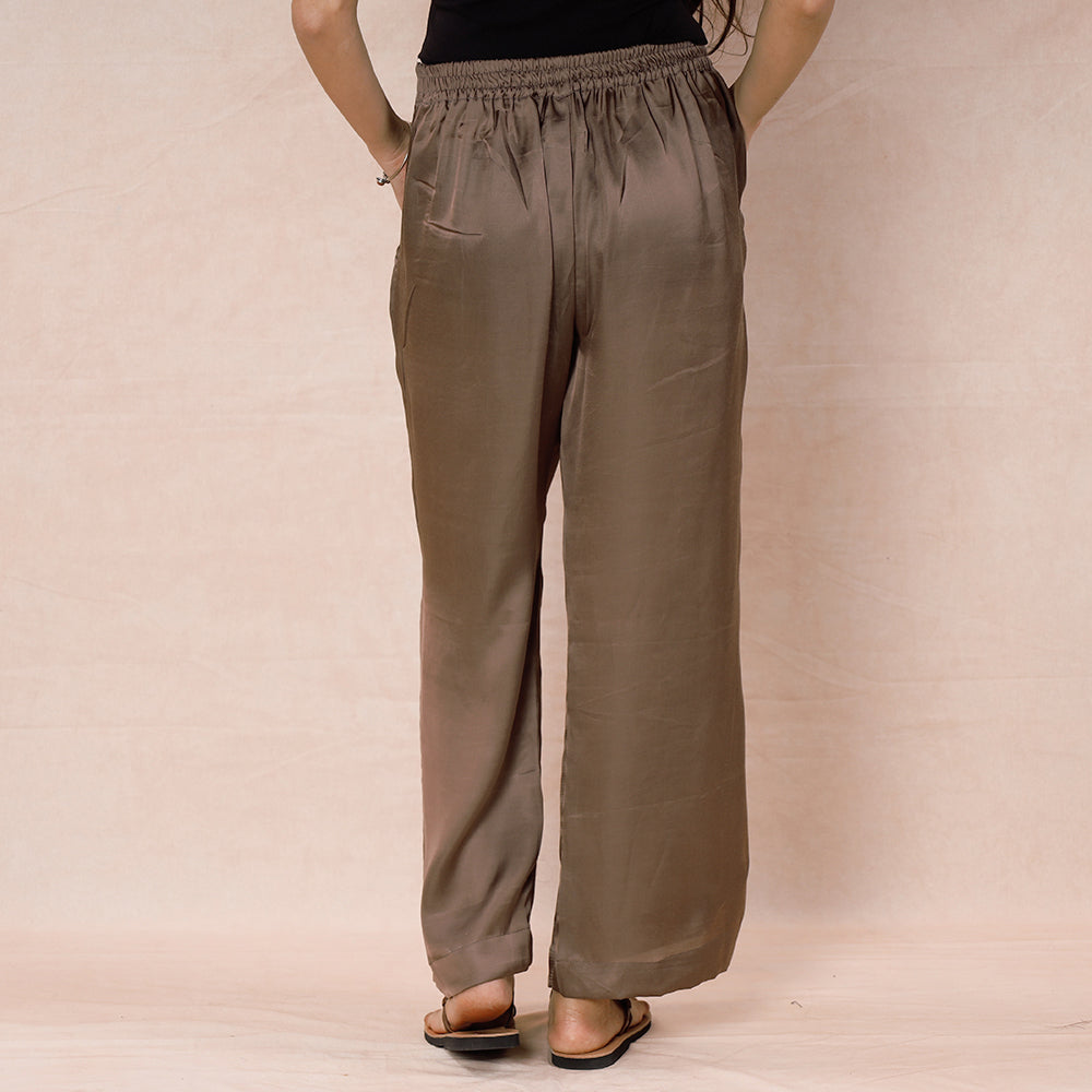 Brown - Pure Modal Silk Plain Palazzo