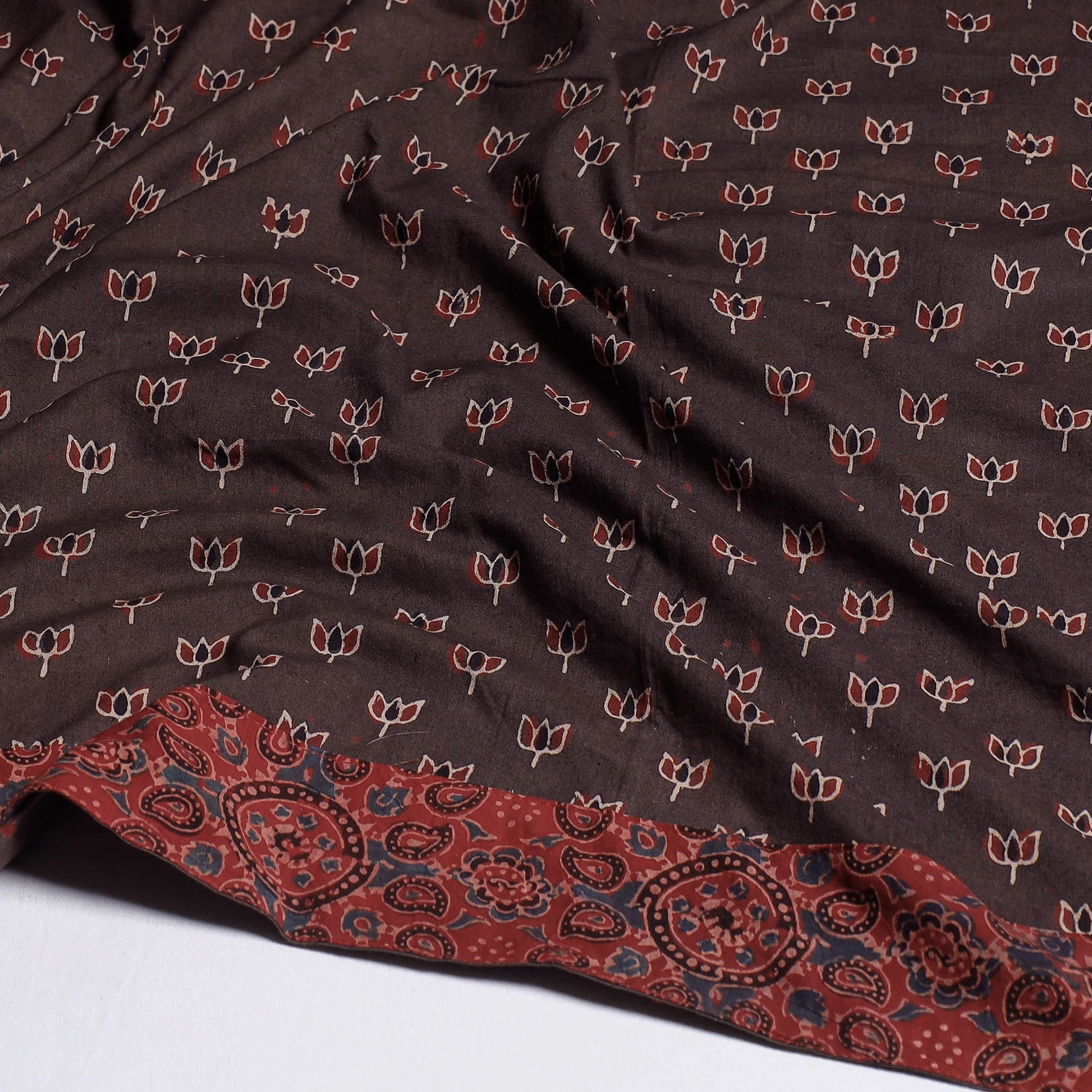 Brown - Rangoli Ajrakh Block Printed Cotton Blouse Piece