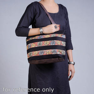 Black - Shoulder Bag - Handpainted Kalamkari Natural Dyed Cotton