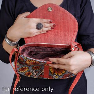 Black - Sling Bag - Handpainted Kalamkari Natural Dyed Ghicha Silk