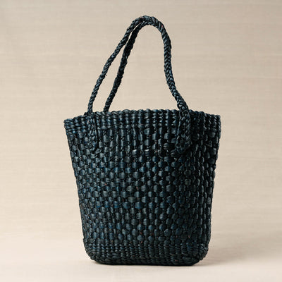 Black - Handmade Organic Water Hyacinth Hand Bag from Assam