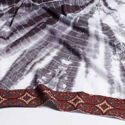 Black - Shibori Tie-Dye Cotton Blouse Piece