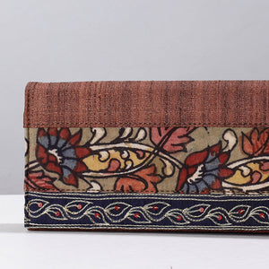 Brown - Handpainted Kalamkari Natural Dyed Ghicha Silk Clutch
