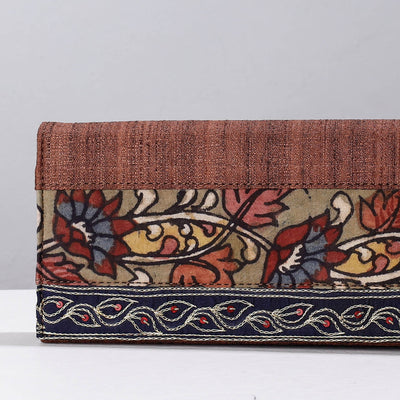 Brown - Handpainted Kalamkari Natural Dyed Ghicha Silk Clutch