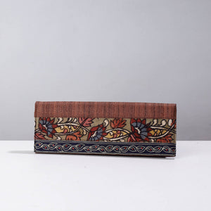 Brown - Handpainted Kalamkari Natural Dyed Ghicha Silk Clutch