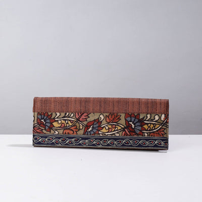 Brown - Handpainted Kalamkari Natural Dyed Ghicha Silk Clutch