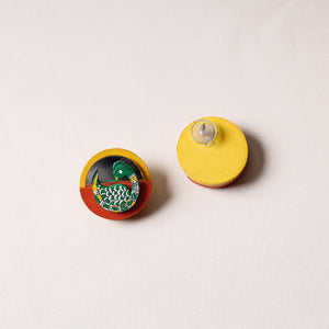 Bholi Si Surat - Madhubani Handpainted Wooden Stud Earrings