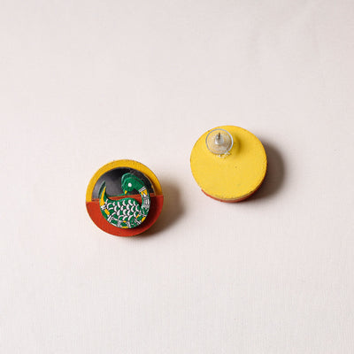 Bholi Si Surat - Madhubani Handpainted Wooden Stud Earrings