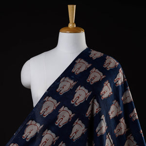 Blue - Cotton Bindaas Hand Block Print Fabric